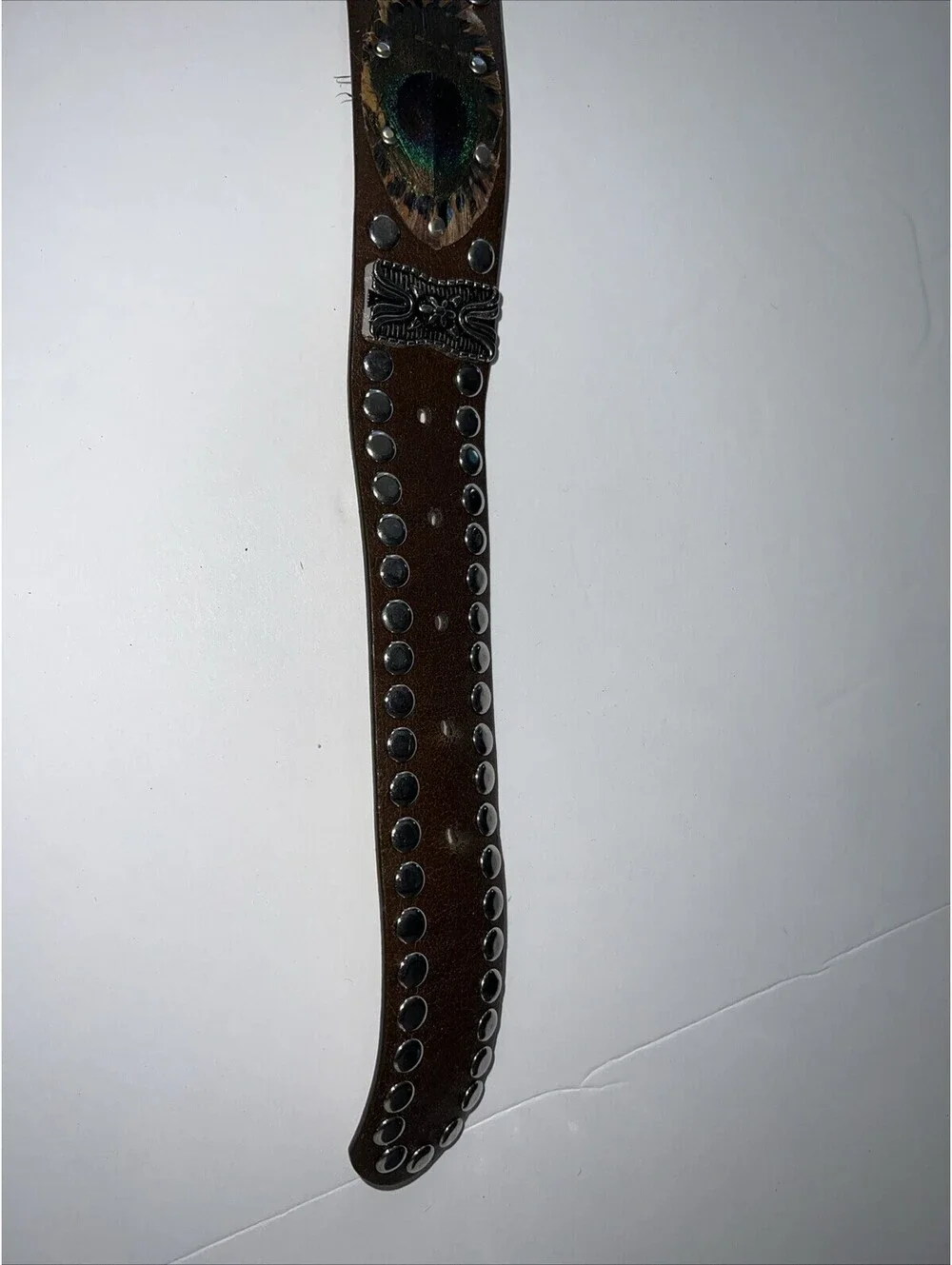 Peacock Leather Belt. Imported.  Size S/M